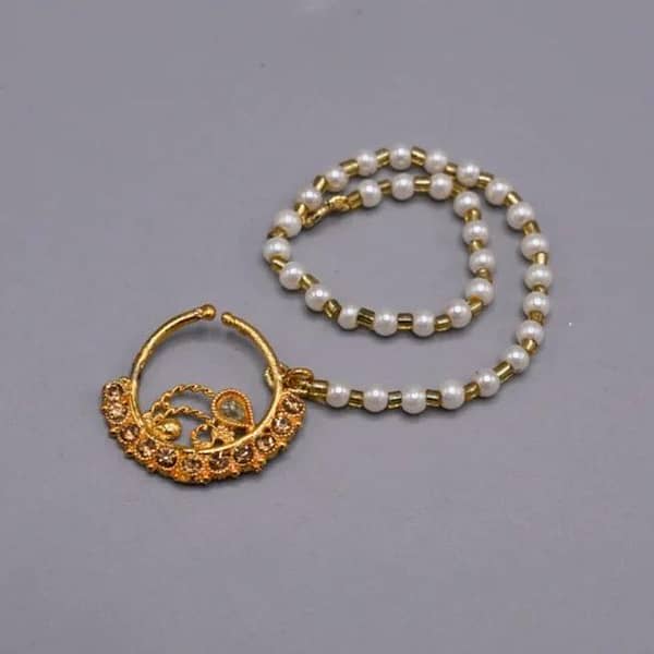 Women's Pearl Nose Chain - Oversized Nath for Ethnic Wear