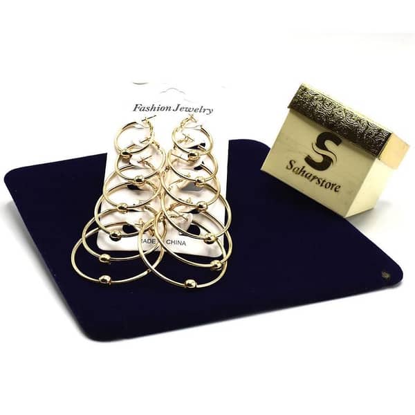 Set of 6 Bali Golden Hoops in Various Sizes