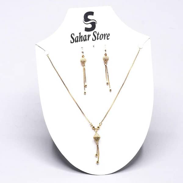 New golden Plated Ball Pendant Set (Necklace and Earrings)