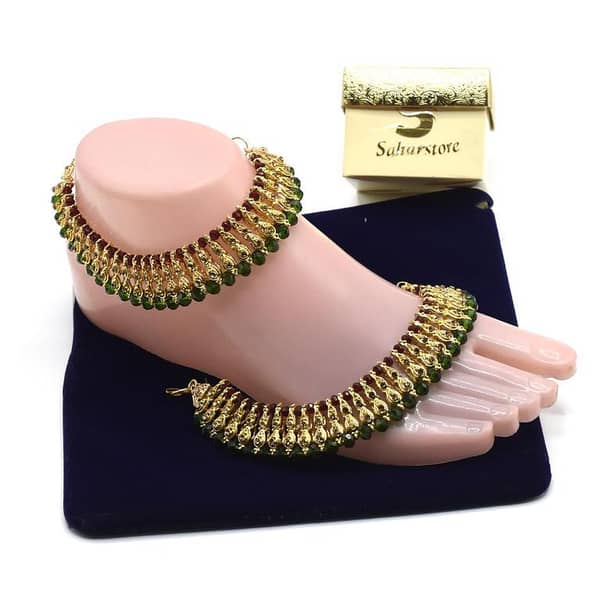 Maroon Green Sampen Moti Payal For Girls plfrmga2h-b
