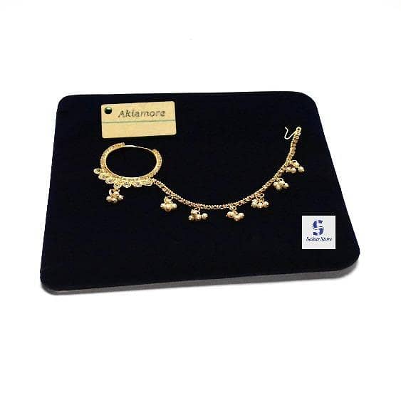 Stylish bridal golden nose ring Nath platted crystal drop, attached new collection big nath