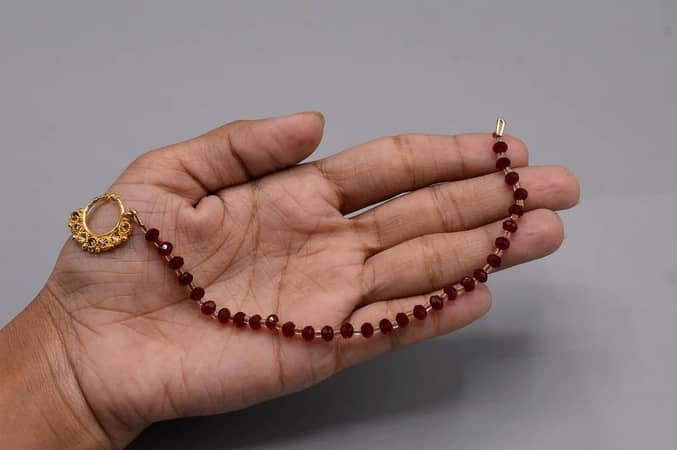 Mahroon Antique Indian Nose Chain Nath