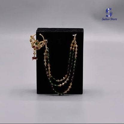 Unique simple nose nath with three line chain