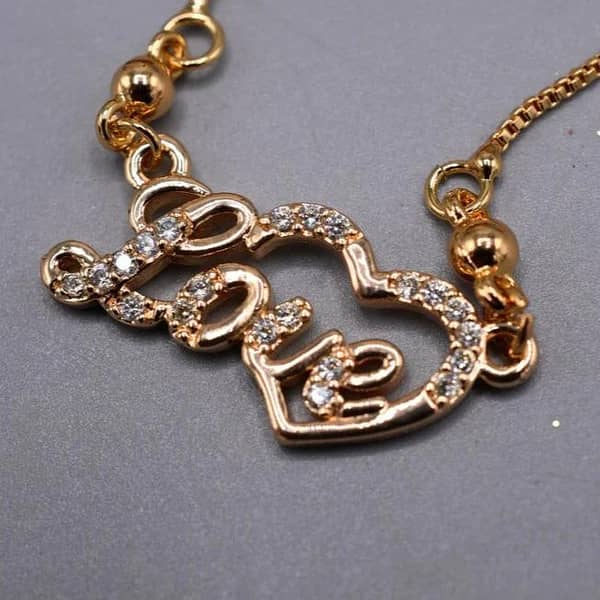 Gold Letter Love Pendant Necklace by Elegant