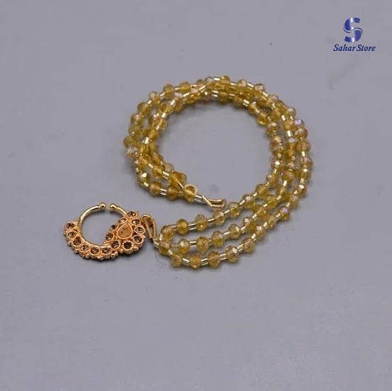 Bhaubhali Non-Piercing Golden Nath with Crustal Osm Design