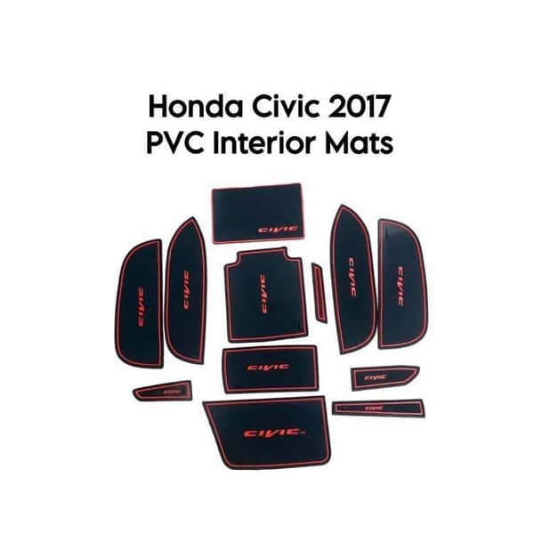 Honda Civic PVC Interior Mats Red 12 pcs – Model 2016-2021