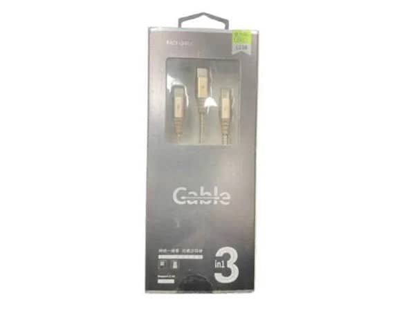 3 in 1 Fast USB Charging Cable for Car - Compatible with Type C, Android, and iPhone