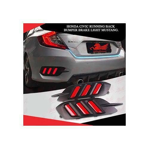Honda Civic 2016-2018 Back Bumper Third Brake Lamp Mustang Style - Red