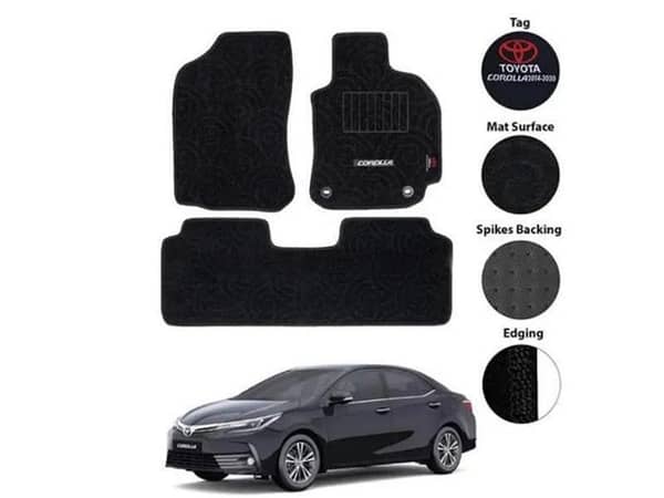 Black Carpet Floor Mat Set for Toyota Corolla 2018-2024 - OEM Fit - 3 Pieces