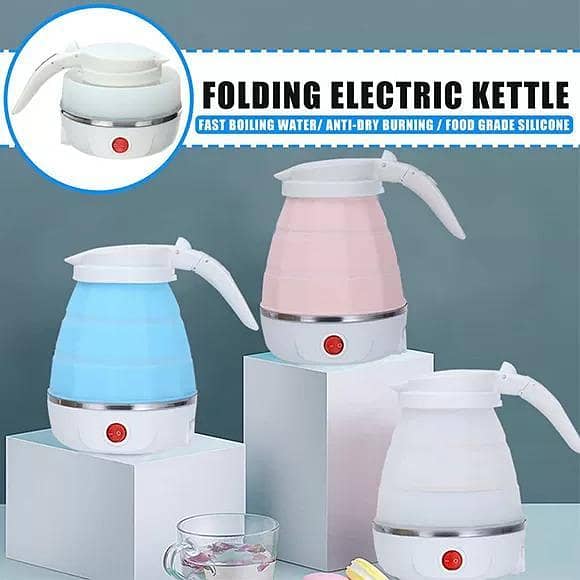 Water Boiling 600 ml Portable Kettle Travel Kettle Foods Boils Quickly Silicone Small Collapsible Foldable Electric Sports Bottles