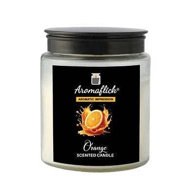 AROMAFLICK Orange Customized Scented Candle in Glass Jar