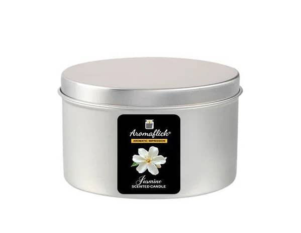 Jasmine Scented Candle – Sleek Silver Tin for Calm