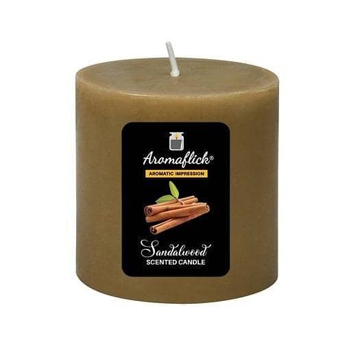 AROMAFLICK Sandalwood Pillar Scented Candle