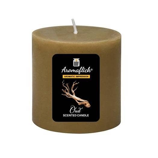 Oud Pillar Scented Candle – Rich, Woody Luxury