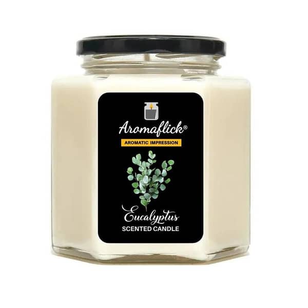 Eucalyptus Scented Candle in Hexagonal Jar – Fresh & Herbal Fragrance