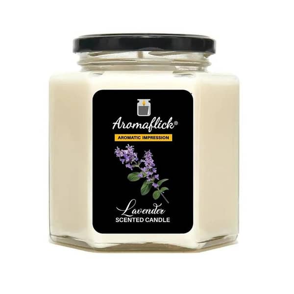 Lavender Scented Candle in Hexagonal Jar – Calm & Unique Design