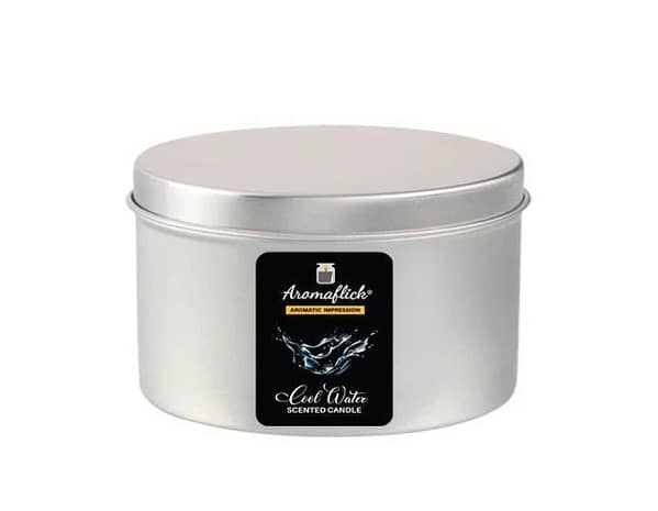 AROMAFLICK Cool Water Customized Scented Candle in Silver Tin