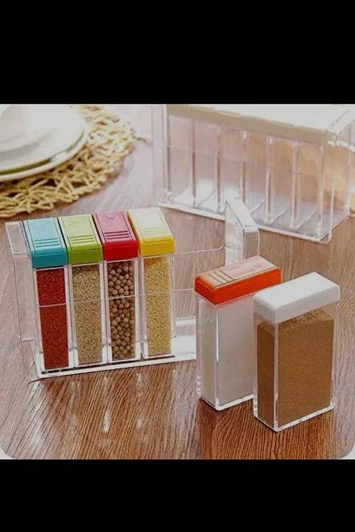 Multi Purpose Seasoning Spice Kit-6 Pcs Set Jar Spice Rack Pepper Salt Spice Masala Box Spices Case Kitchen Dining Storage Containers