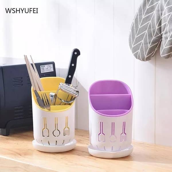 Dock Kitchen Cutlery Organizer with Drainer and Strainer for Spoons, Forks, and Knives - Storage Solution