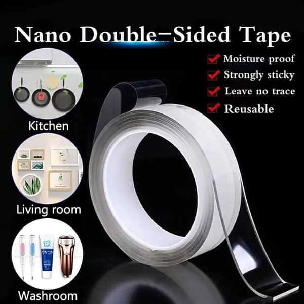 Nano tape (Double sided Washable silicon Transparent tape) Size 5 Meter
