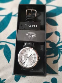 tomi original leather strap watch