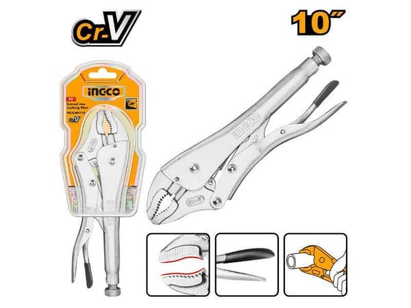 Ingco HCJLW0207 7" Curved Jaw Locking Plier in Carbon Steel with Nickel Plating