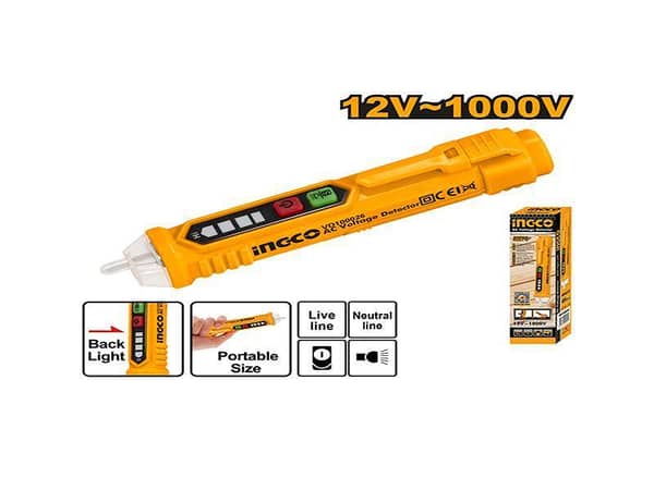 INGCO VD100026 AC Voltage Detector for 12V to 1000V with Sound and Light Alarm