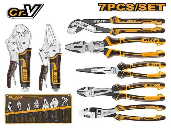 INGCO COS23036 7-Piece Pliers Set with Various Styles and Canvas Bag