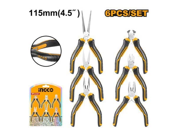 Ingco HMPS06115 6-Piece Mini Pliers Set with Various Styles