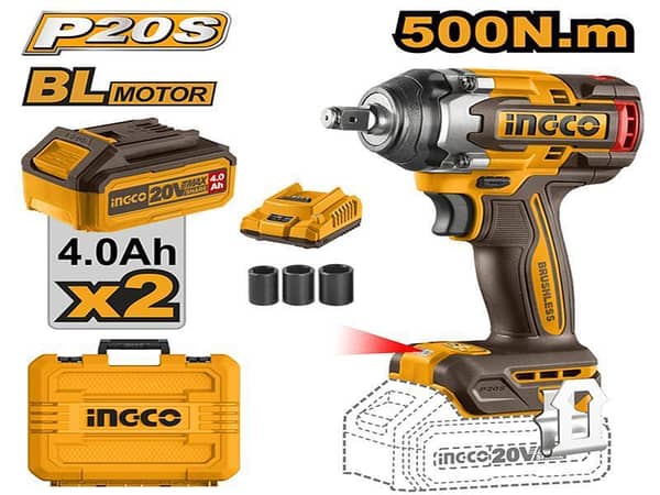 INGCO CIWLI2050 Cordless Impact Wrench with Brushless Motor and 20V Power