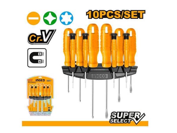 Ingco HKSD1058 10-Piece Screwdriver and Precision Screwdriver Set