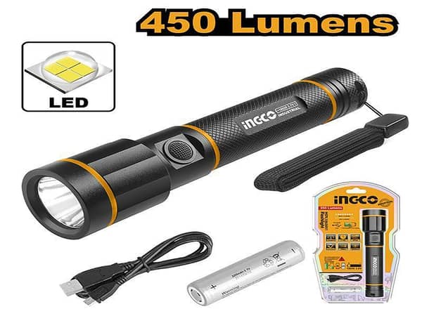 INGCO HCFL1865051 Flashlight with 450lm Brightness and Multiple Modes