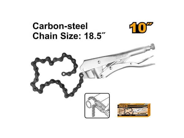 Ingco HCLP0210 Locking Plier with Chain Clamp, 10-Inch Size, Carbon Steel Construction