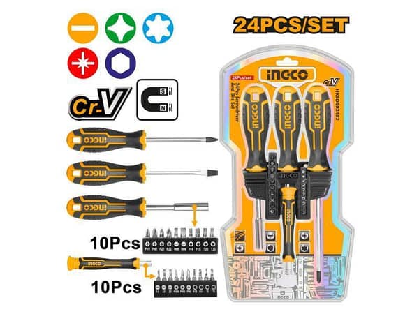 Ingco HKSDB02482 24-Piece Screwdriver and Bit Set