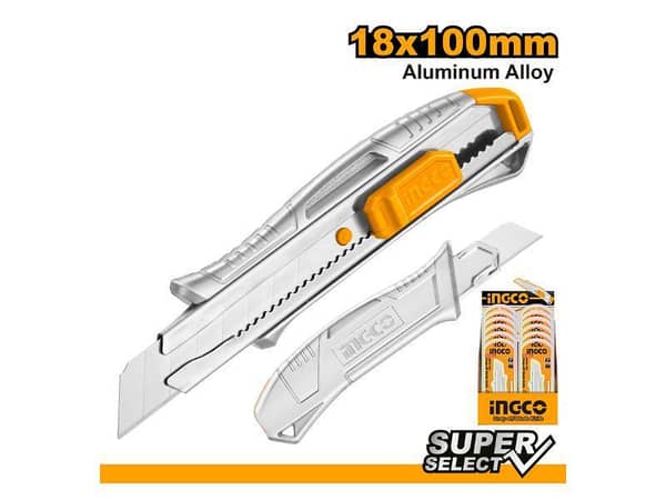 Ingco HKNS11807 Snap-Off Blade Knife with SK5 Blade and Auto-Lock Feature