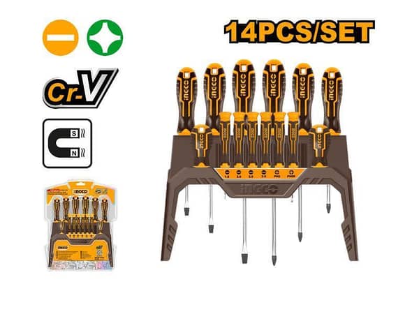 Ingco HKSD1428 14-Piece Screwdriver and Precision Screwdriver Set