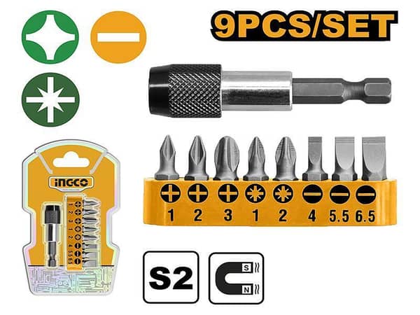 INGCO 9 Pcs Screwdriver Bits Set Model AKSD0071
