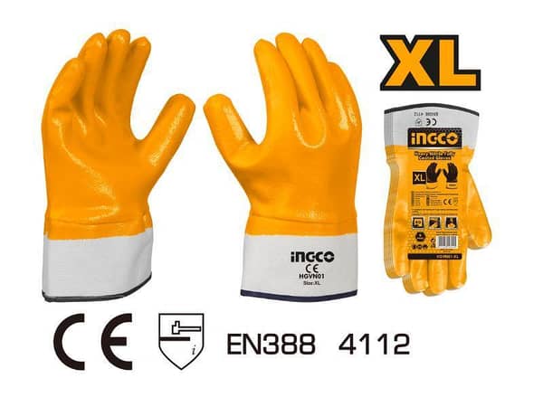Ingco HGVN01 Heavy Nitrile Gloves - XL Size for Oily Environments