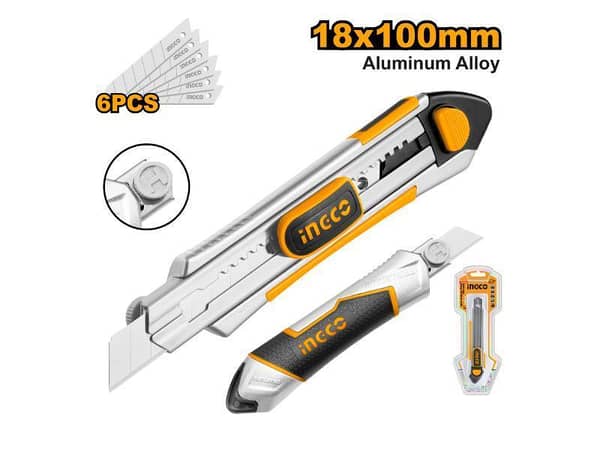 Ingco HKNS1808 Snap-Off Blade Knife with 6 SK5 Blades