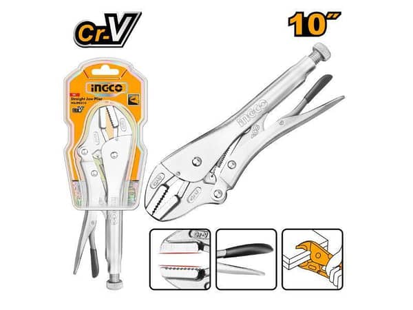 Ingco HSJP0210 10-Inch Straight Jaw Plier with Nickel Plating