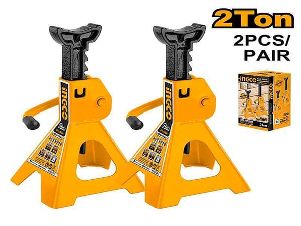 INGCO HJS0201 Jack Stand - 2 Ton Capacity, Adjustable Height 250mm to 380mm, 2 Pieces per Pair