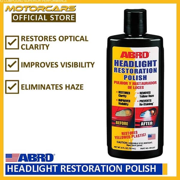 Abro Headlight Restoration Polish HR-237 for car (USA Made Product)