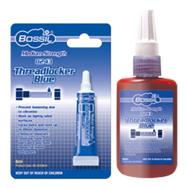 BOSSIL BS-8243 Blue Anaerobic Thread Locker - Medium Strength, 50 ml for Locking Bolts and Nuts Up to 20mm