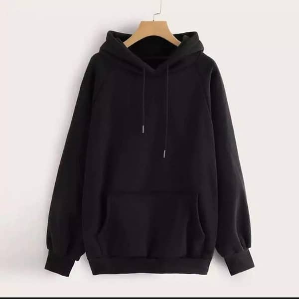 Black Plain Fleece Pull Over Hoodie For Men 10162020