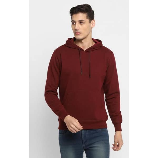 Jack Beos Maroon Fleece Pull Over Hoodie For Men 23082022
