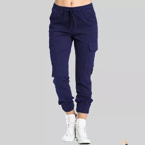 Jack Beos Navy Blue Cargo Cotton 6 Pocket For Women