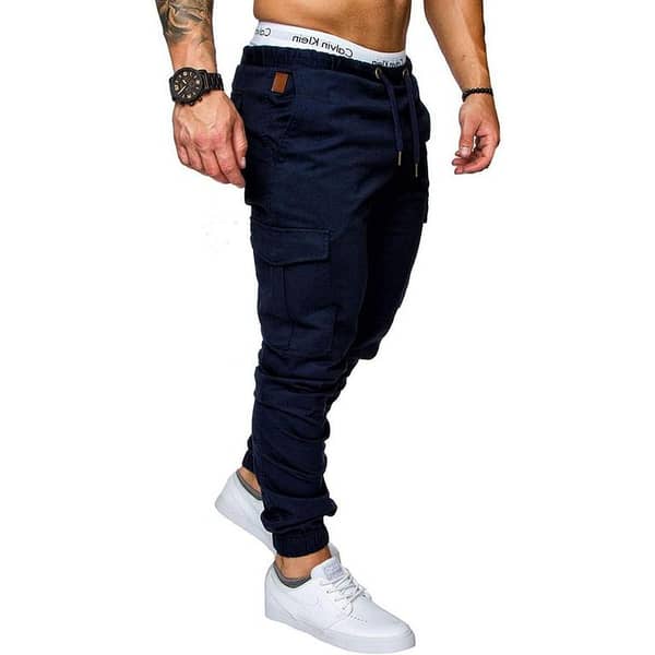 Jack Beos Black Cotton Cargo Trousers with 6 Pockets