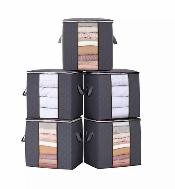 Pack of five- Improved Quality LARGE Storage Bags Organizers Portable Bamboo Charcoal Clothes Blanket Large Folding Bag non woven Storage Boxes topsky DOUBLE ZIPPER Organizer on sale Shopping 69