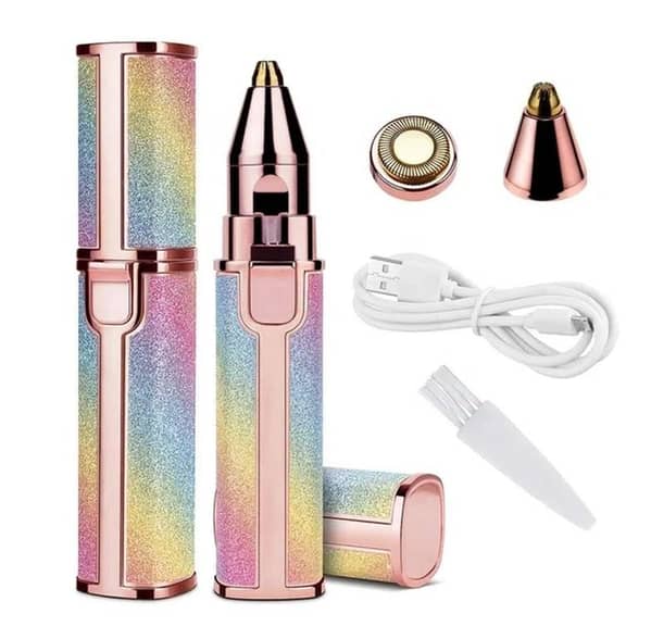 2 in 1 Electric Eyebrow Trimmer and Shaver, Rechargeable Hair Remover for All Parts Use in Pen Flawless Hair Remover Rechargeable Painless-Precision Eyebrow Trimmer and Eyebrow Razor Tool with LED Light for Face, Lips, Nose, Chin, Arm