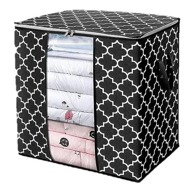 FATTAH COLLECTION Quilt Storage Bag - Space-Saving Organizer with Transparent PVC Window, Foldable & Lightweight, Perfect for Travel and Home Use in Black
